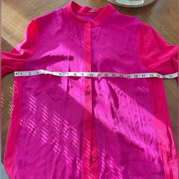 ELIE TAHARI color block Blouse long sleeve Pink/Fuchsia size S/P 100% Silk EUC - Picture 9 of 10